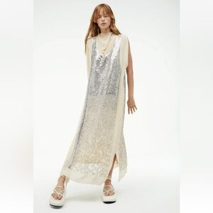 NEW NWT Zara Atelier Limited Edition Contrasting Maxi Dress Kaftan Sequin S
